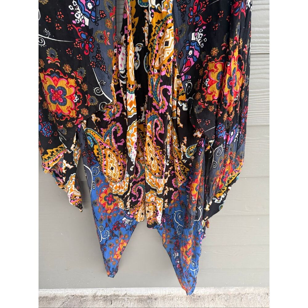 Free People Psychedelic Print Raw Hem Kimono Cardigan - Picture 6 of 6